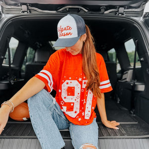 Tailgate Season Trucker Hat - White Navy