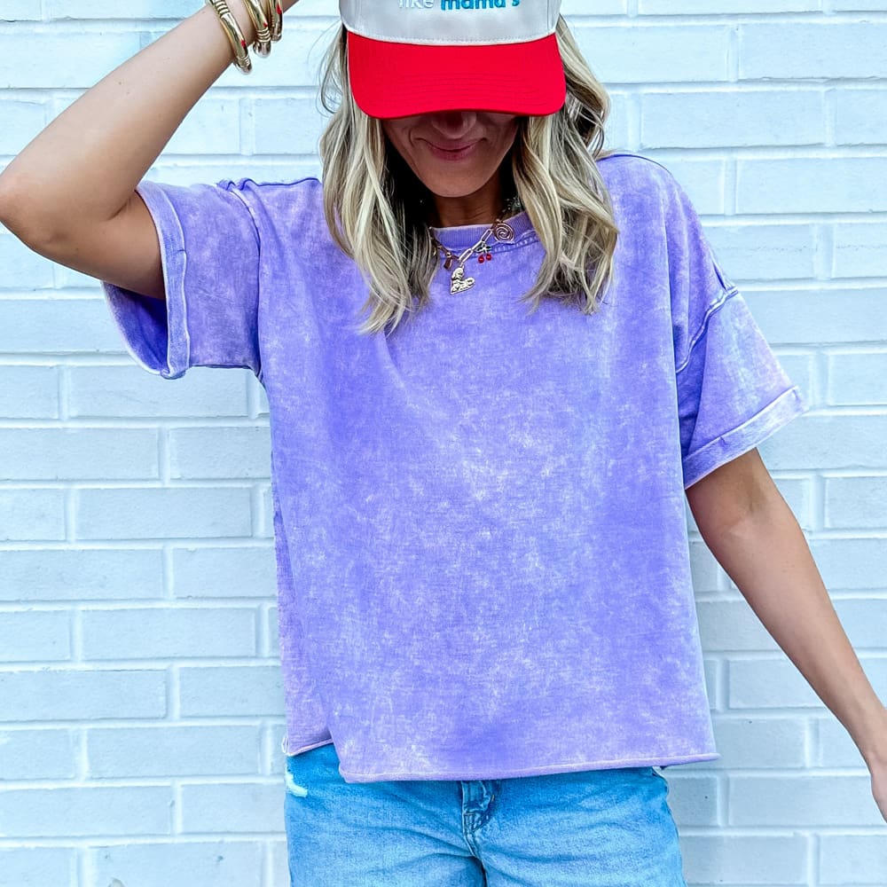 The Dolly Terry Cropped Tee - Purple
