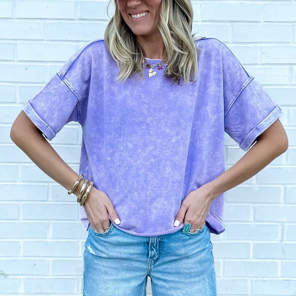 The Dolly Terry Cropped Tee - Purple