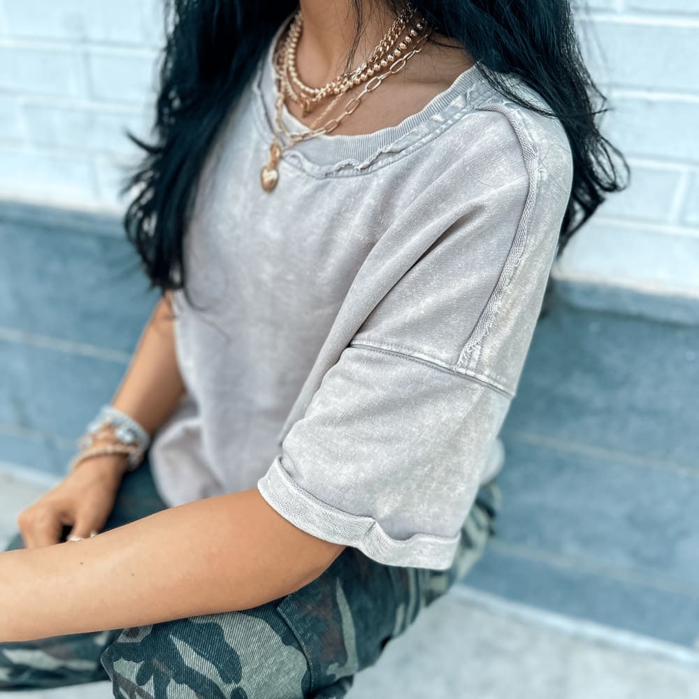 The Dolly Terry Cropped Tee - Sand