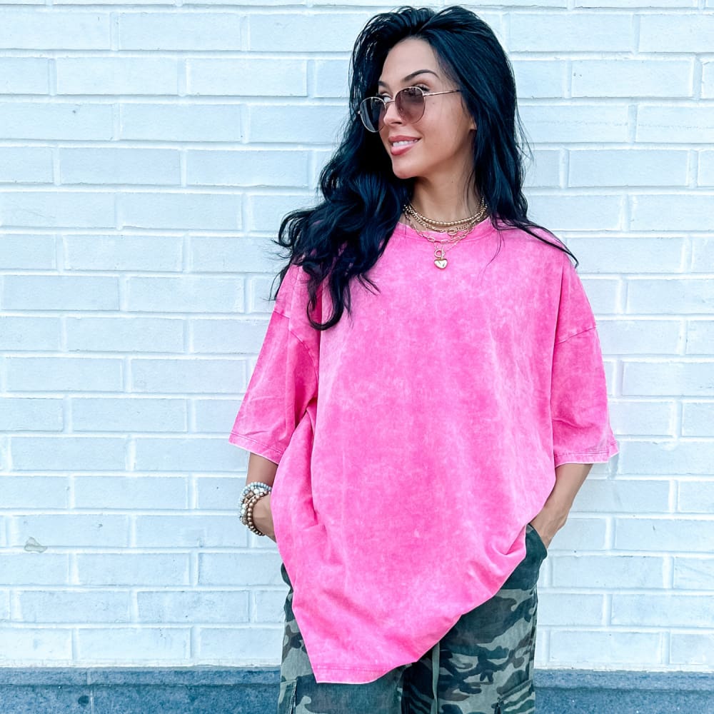 The Lainey Oversized Tee - Fuchsia