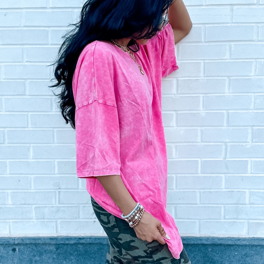 The Lainey Oversized Tee - Fuchsia