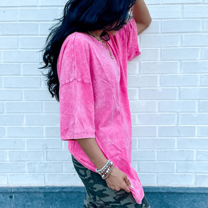 The Lainey Oversized Tee - Fuchsia