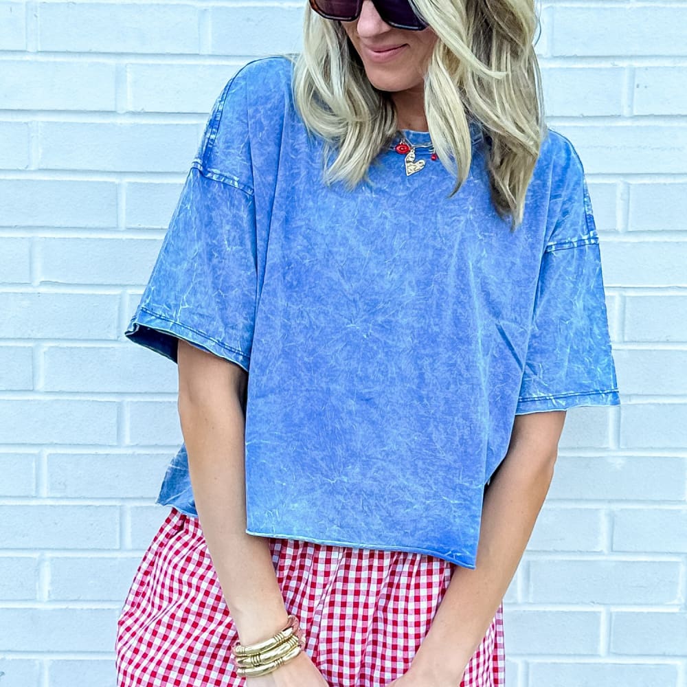 The Miranda Oversized Cropped Tee - Denim