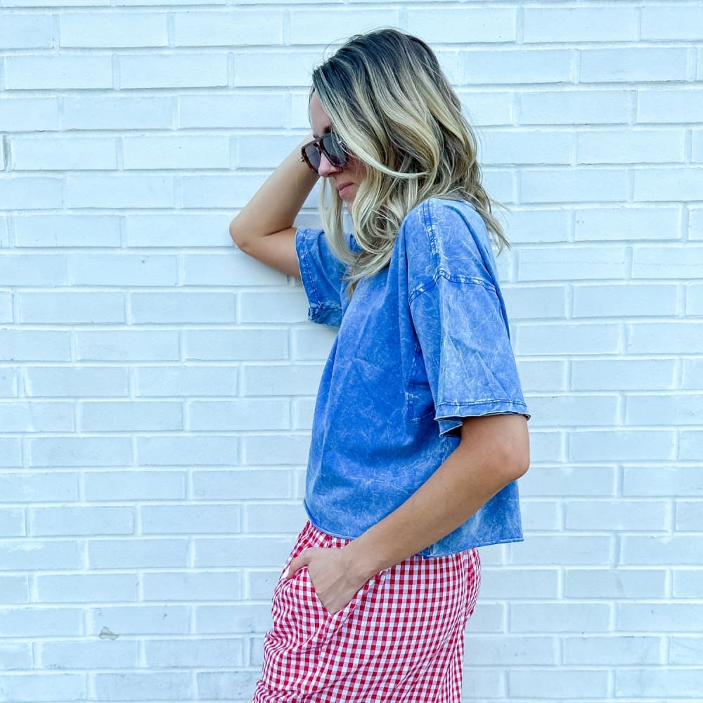 The Miranda Oversized Cropped Tee - Denim