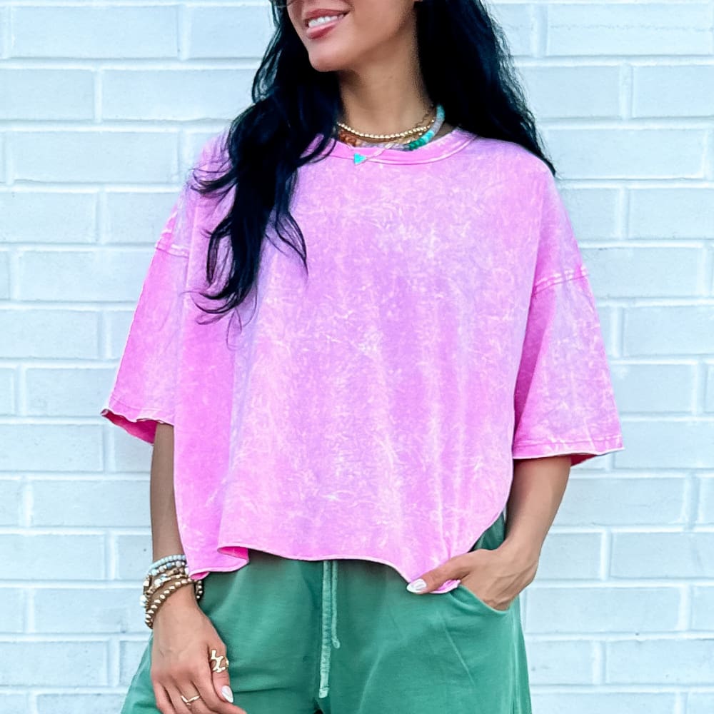 The Miranda Oversized Cropped Tee - Pink