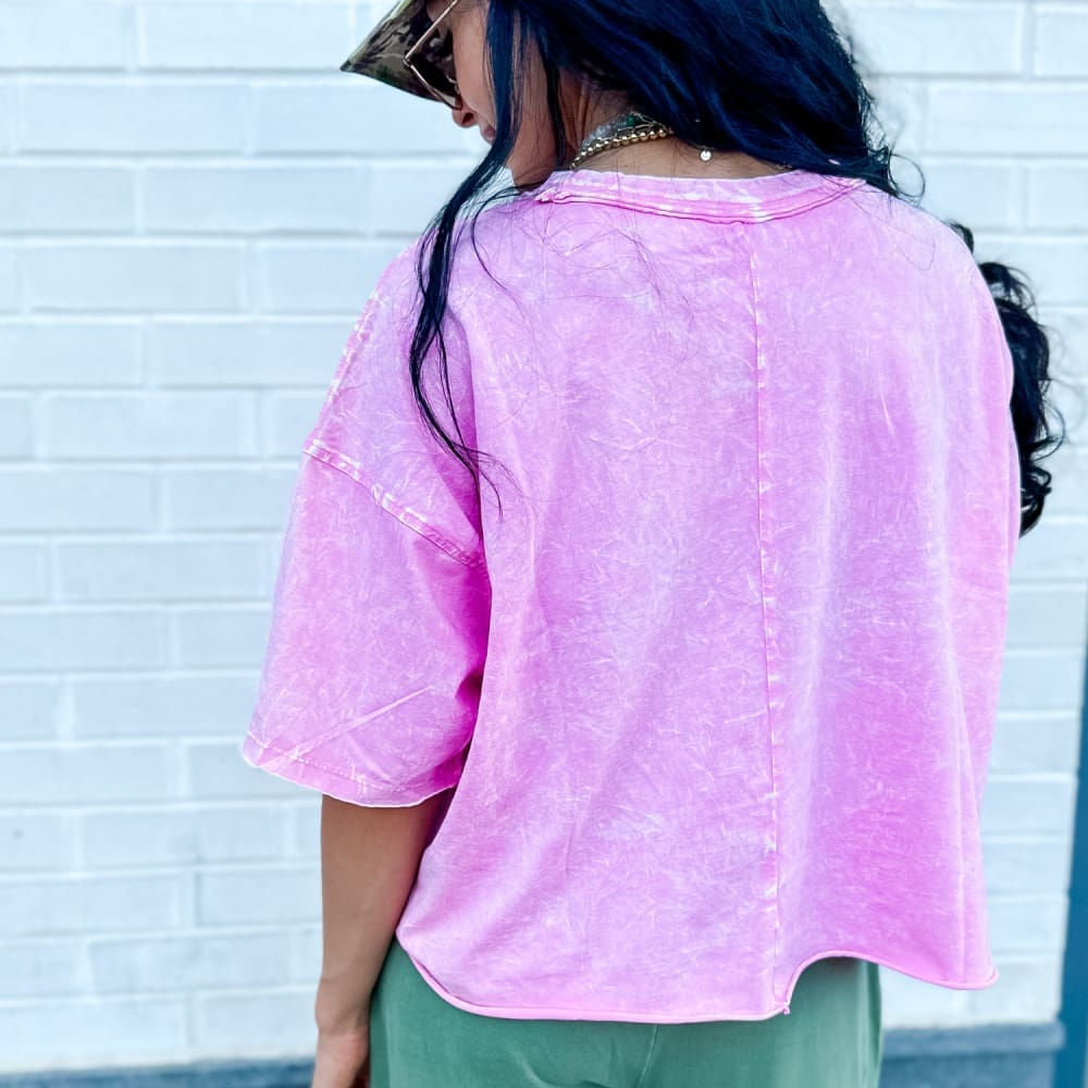 The Miranda Oversized Cropped Tee - Pink