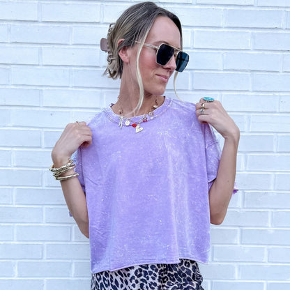 The Miranda Oversized Cropped Tee - Purple