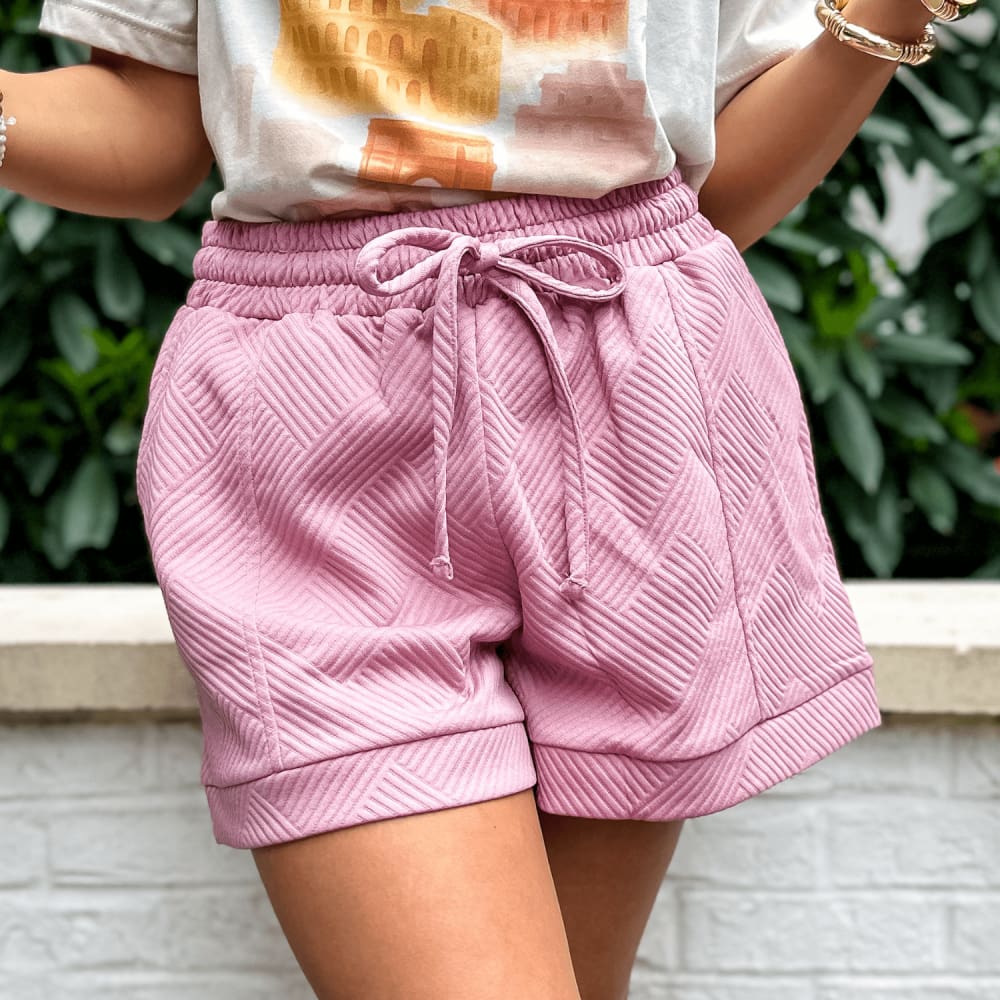 Tori Texture-Knit Shorts - Rose