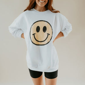 Distressed Smiley Sweatshirt