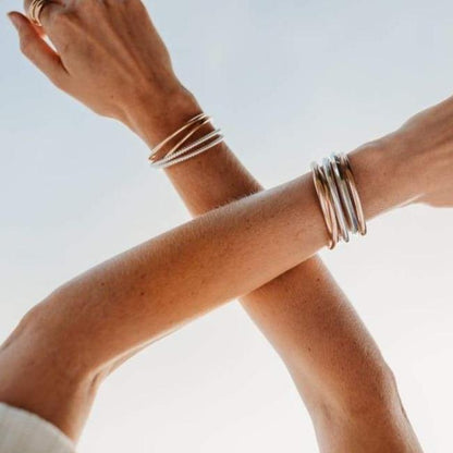 Gold & Twisted Silver Womens Stack - Mommy Bangles