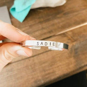 Engraved Flat Silver Baby Bracelet - Baby Bangles