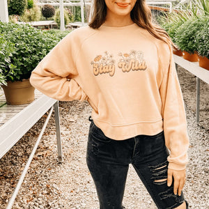 Stay Wild Cropped Sweatshirt - Sand Dune - Mommy Apparel
