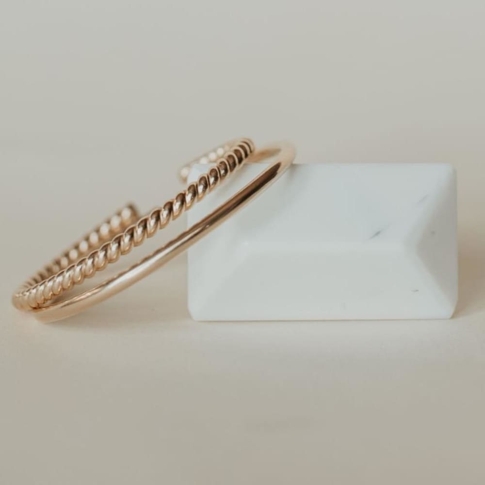 Woven Twisted Gold & Immeasurable Gold Baby Bangle Stack