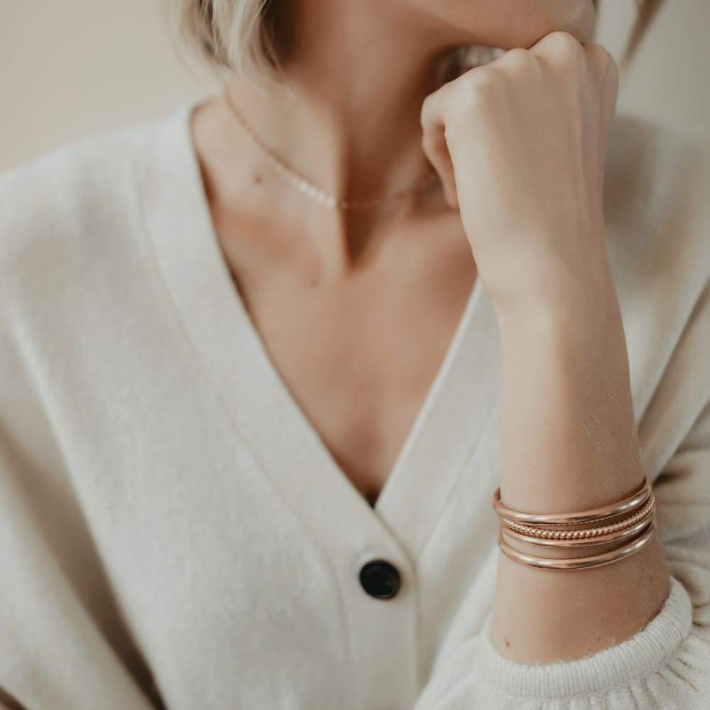 Woven Twisted Rose Gold Women’s Bangle - Women’s Bangles
