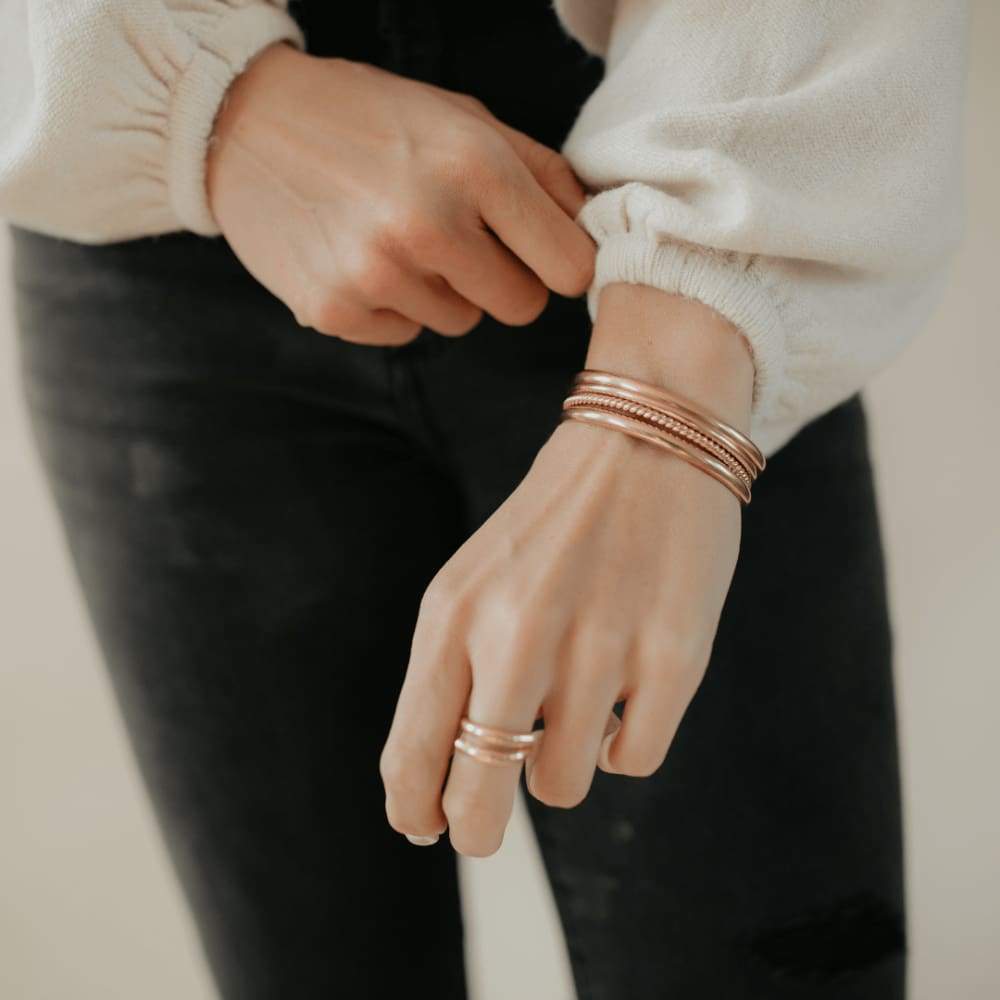 Woven Twisted Rose Gold Women’s Bangle - Women’s Bangles