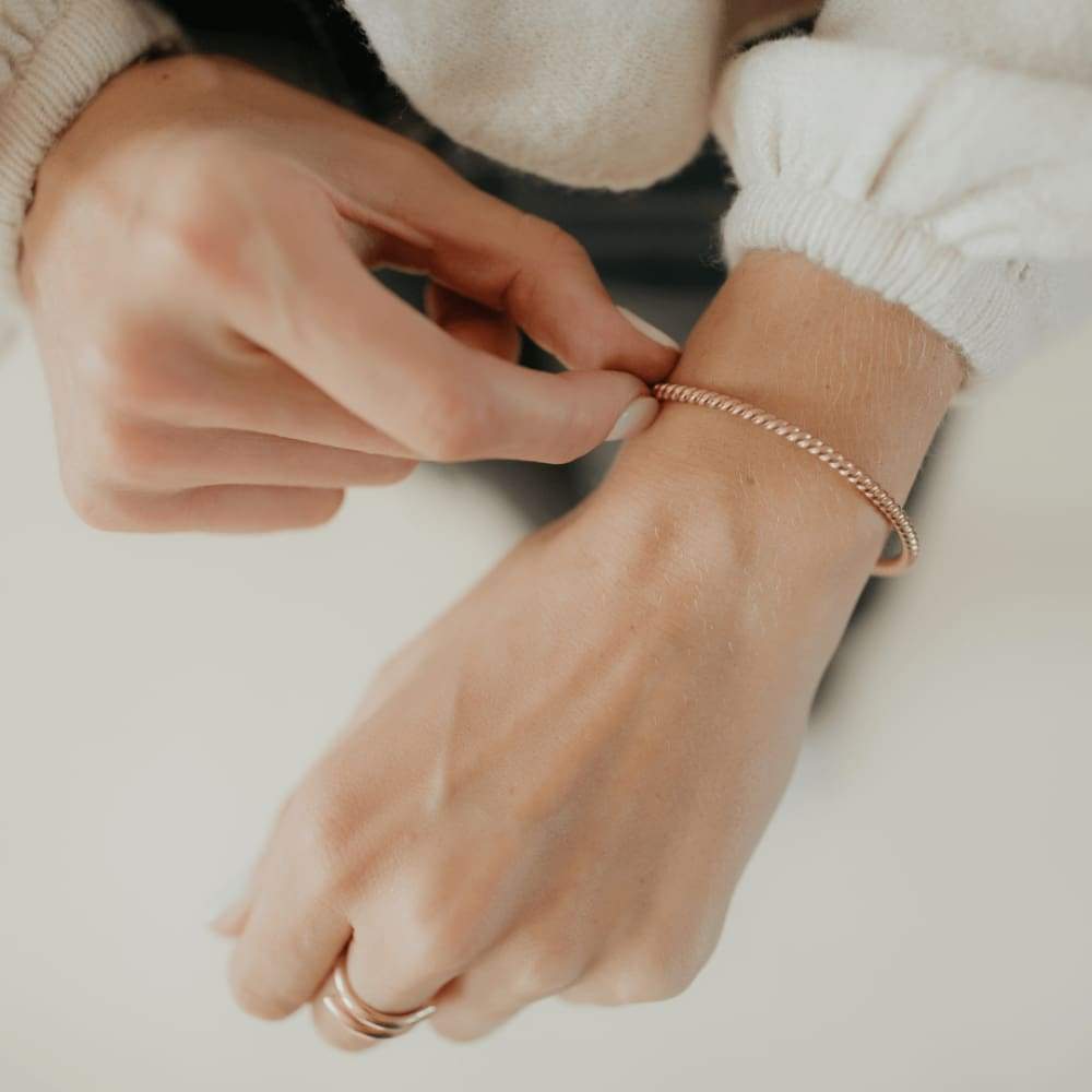 Woven Twisted Rose Gold Women’s Bangle - Women’s Bangles